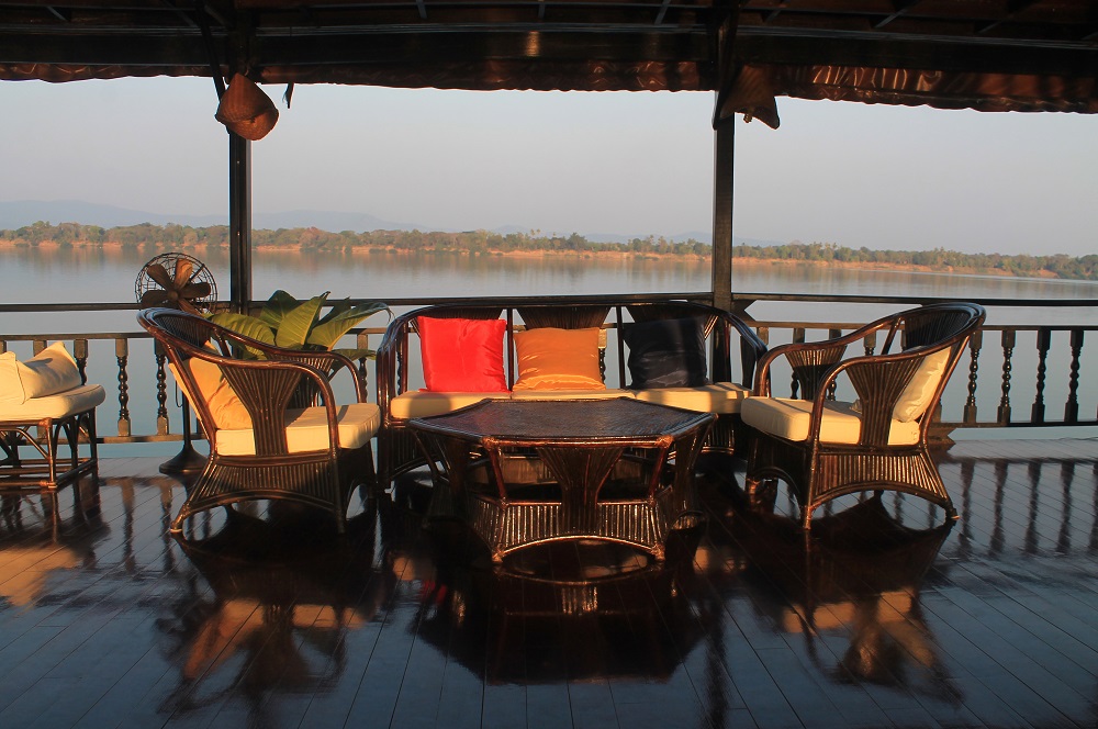 The Vat Phou Cruise Floating Hotel on the Mekong River in Laos - Upper Deck Seating Areas