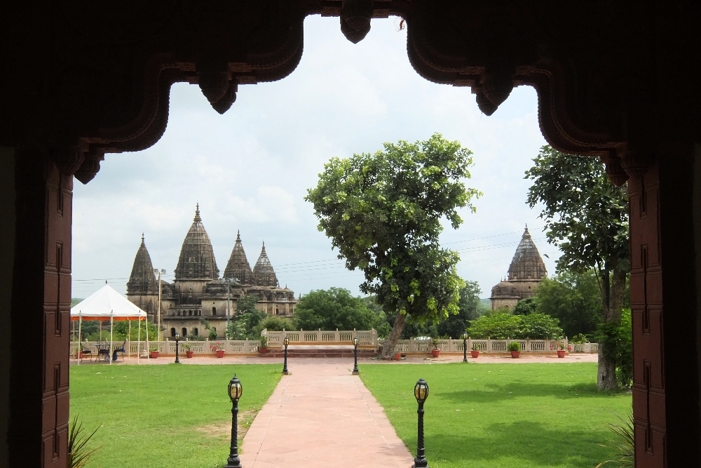 Chhatris of Orccha as seen from the Amar Mahal Hotel - Amar Mahal Hotel in Orchha 