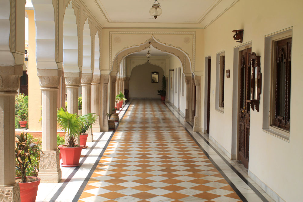 Hallway at Amar Mahal Hotel in Orchha India